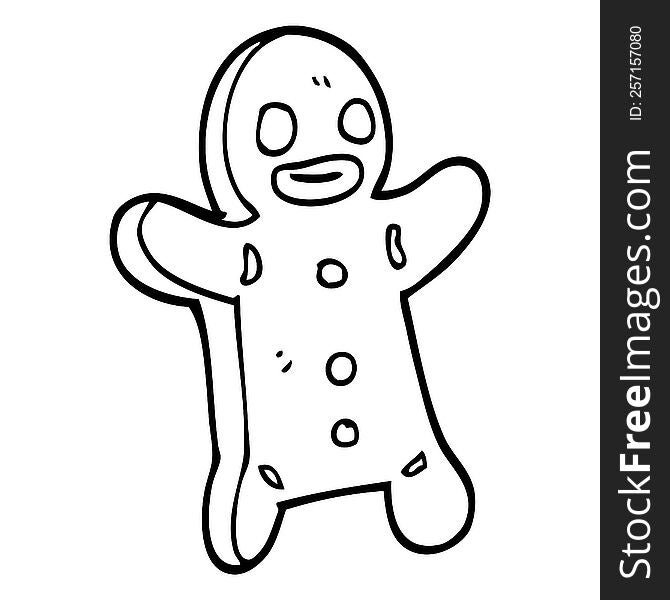 Line Drawing Cartoon Gingerbread Man