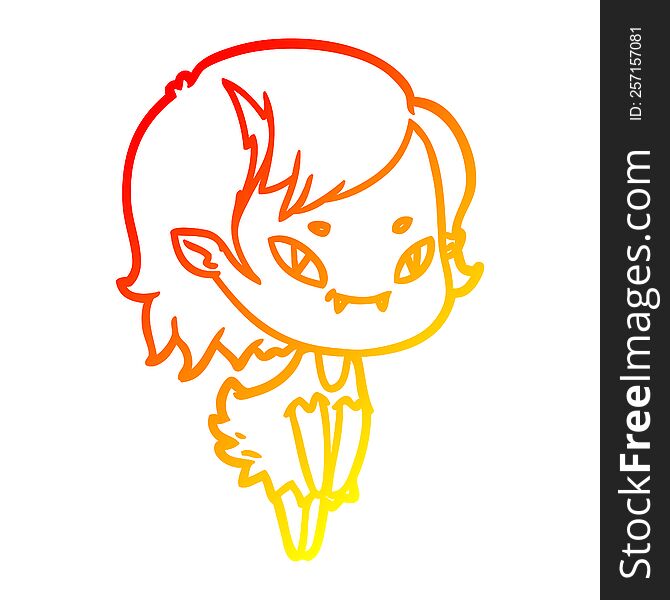 Warm Gradient Line Drawing Cartoon Friendly Vampire Girl