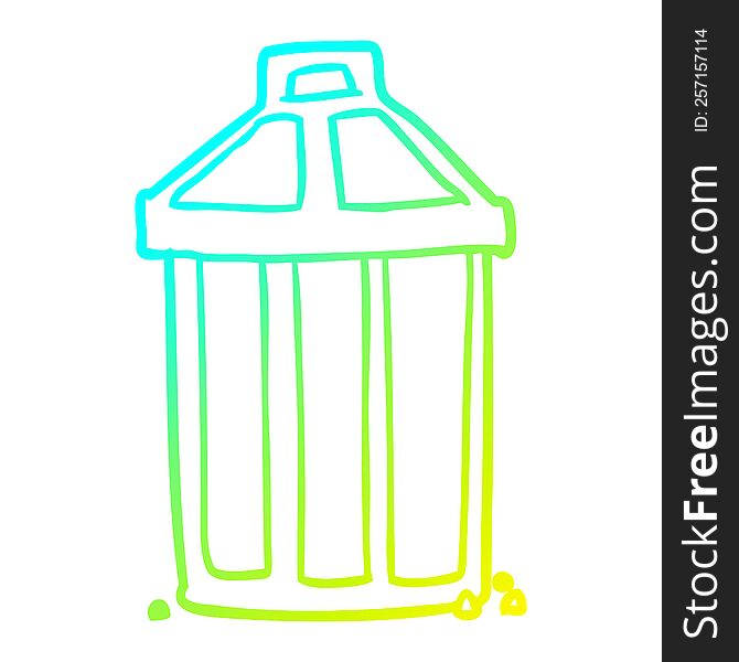 Cold Gradient Line Drawing Old Metal Garbage Can