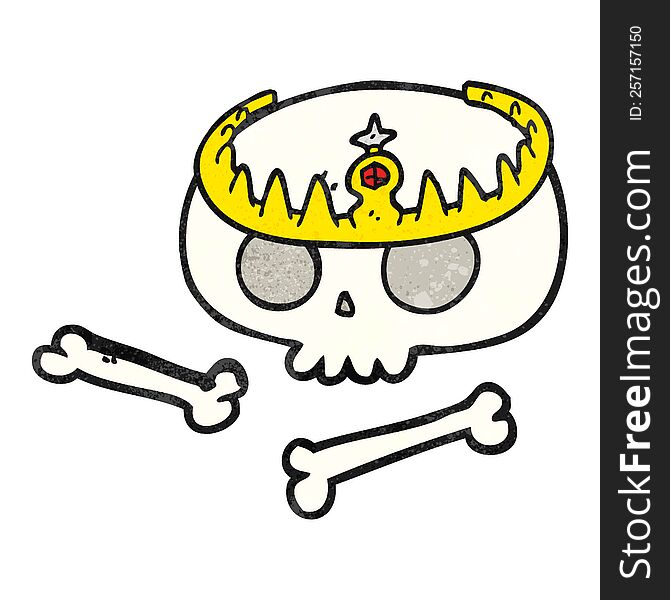 freehand drawn texture cartoon skull wearing tiara
