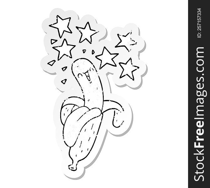 Distressed Sticker Of A Cartoon Magic Banana