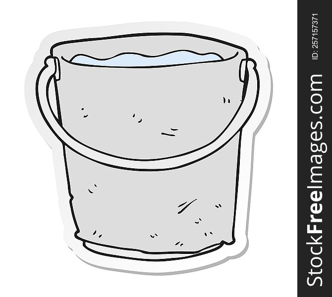 Sticker Of A Cartoon Bucket Of Water