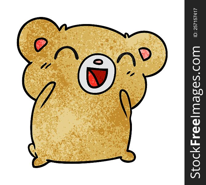 textured cartoon illustration kawaii cute teddy bear. textured cartoon illustration kawaii cute teddy bear