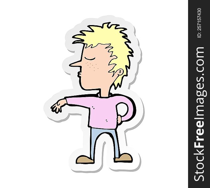 Sticker Of A Cartoon Man Making Camp Gesture