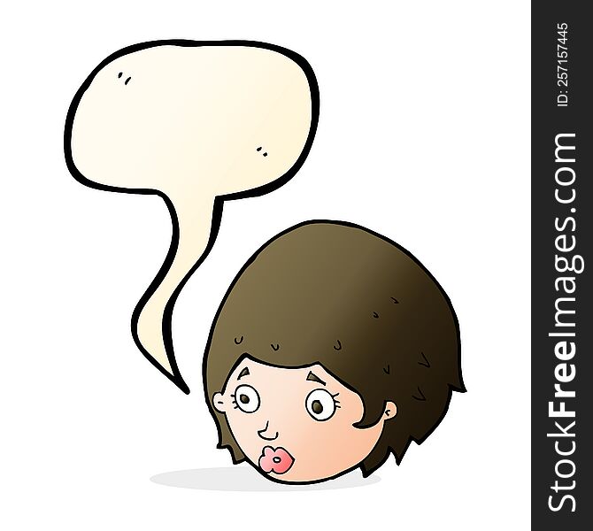 cartoon girl with concerned expression with speech bubble