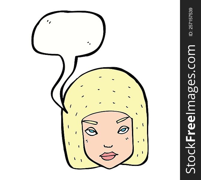 Cartoon Annoyed Female Face With Speech Bubble