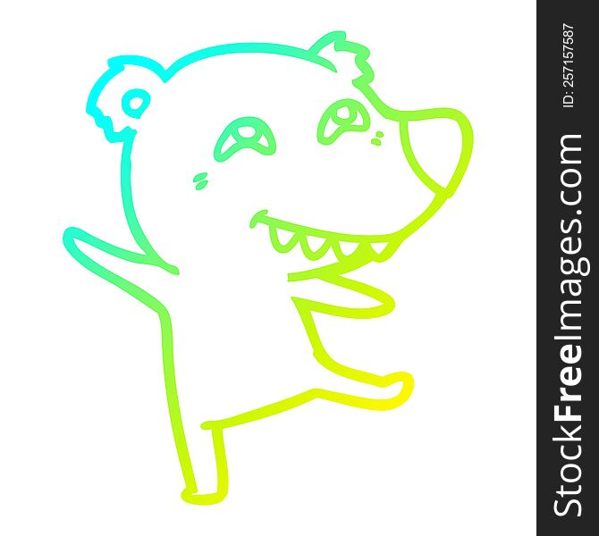cold gradient line drawing of a cartoon bear dancing