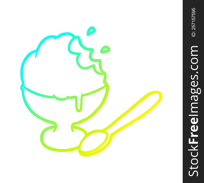 cold gradient line drawing ice cream dessert in bowl