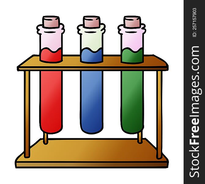 hand drawn gradient cartoon doodle of a science test tube