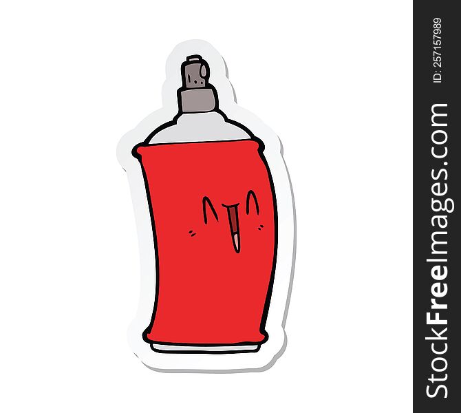 Sticker Of A Cartoon Happy Spray Can