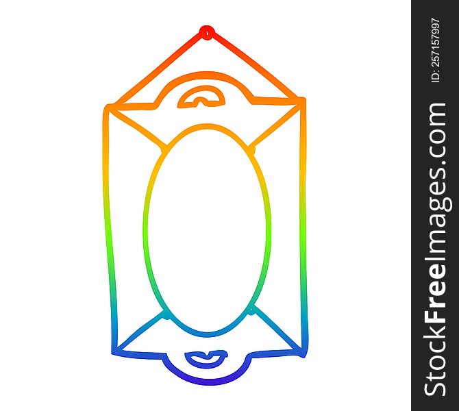 rainbow gradient line drawing of a framed old mirror