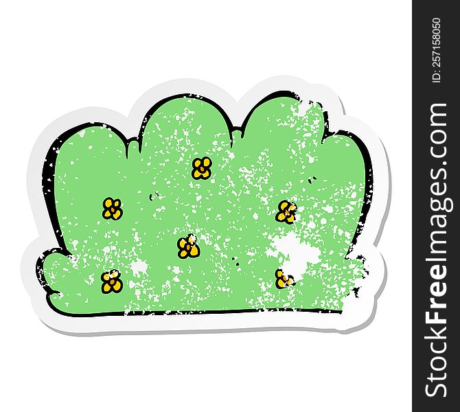 distressed sticker of a cartoon hedge