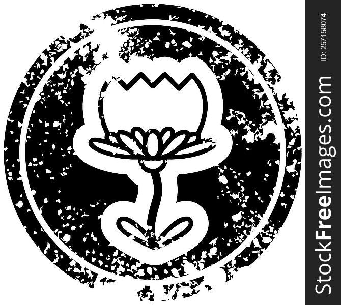 lotus flower distressed icon symbol