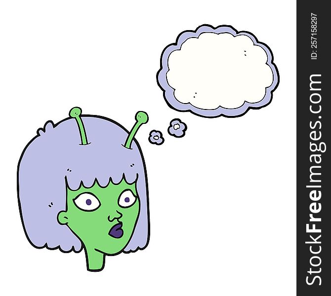 Thought Bubble Cartoon Female Alien