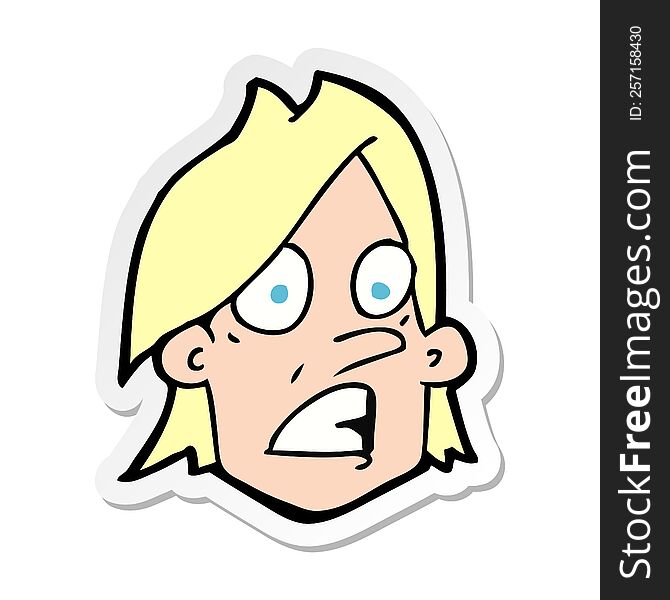 sticker of a cartoon frightened face
