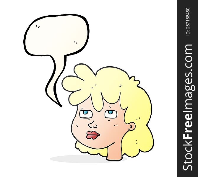 Speech Bubble Cartoon Female Face