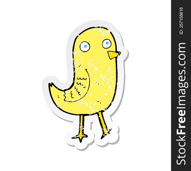 Retro Distressed Sticker Of A Funny Cartoon Bird