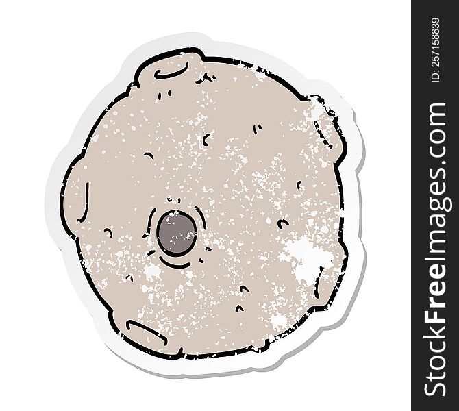 distressed sticker of a cartoon moon