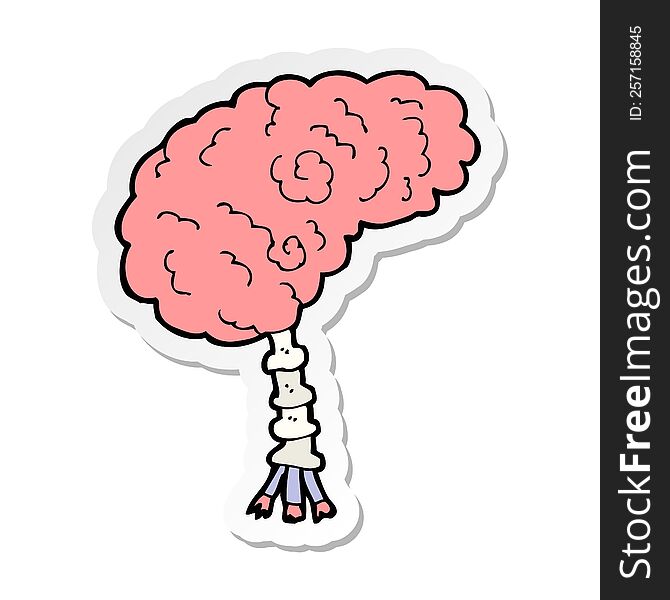 Sticker Of A Cartoon Brain