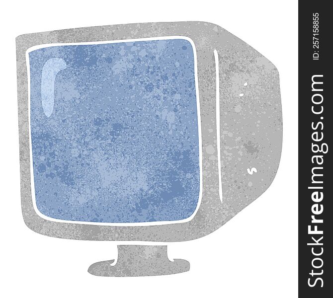 Retro Cartoon Old Computer Monitor