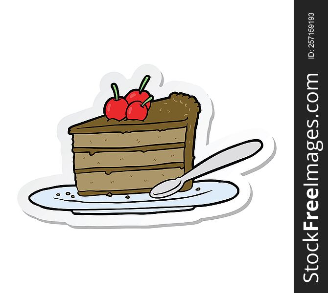 sticker of a cartoon chocolate cake