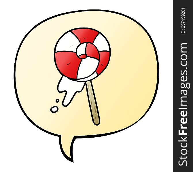 Cartoon Traditional Lollipop And Speech Bubble In Smooth Gradient Style