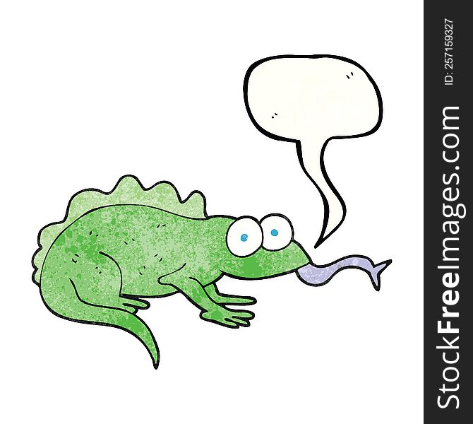 freehand speech bubble textured cartoon lizard