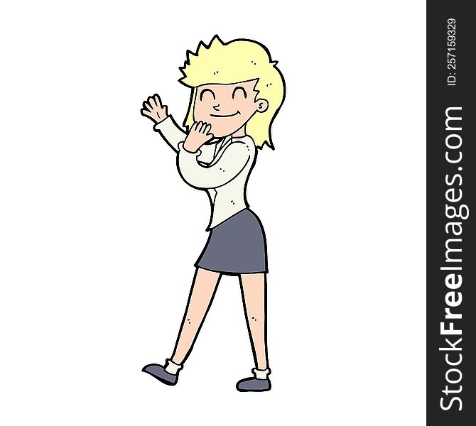 cartoon happy businesswoman