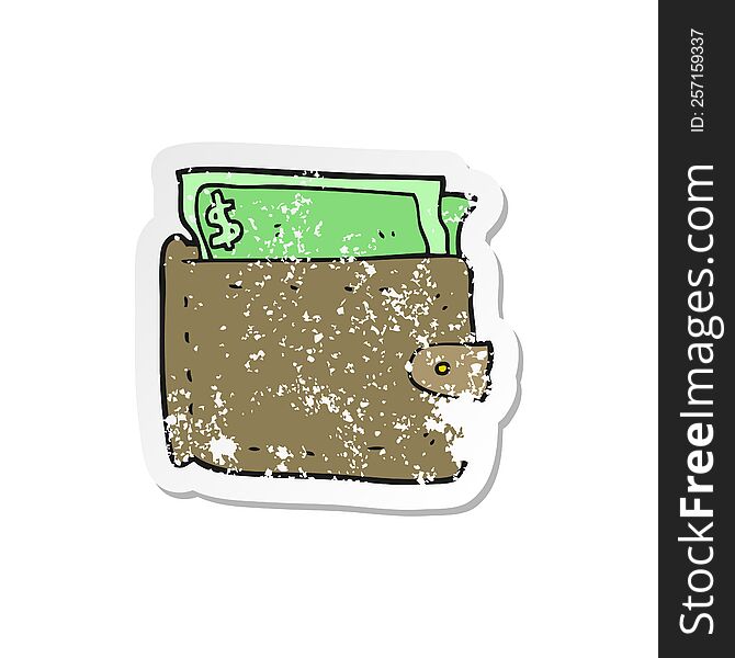 retro distressed sticker of a cartoon wallet full of money