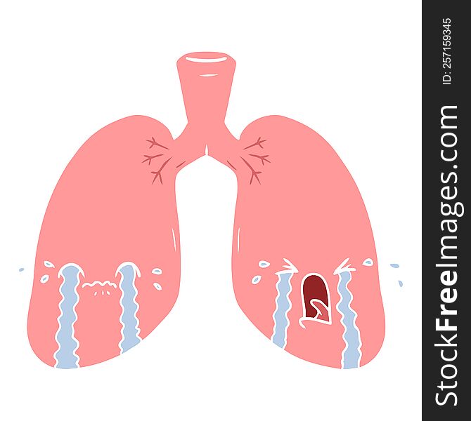 Flat Color Style Cartoon Lungs Crying