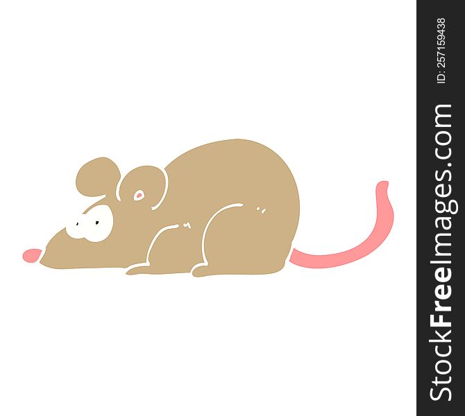 Flat Color Illustration Cartoon Rat