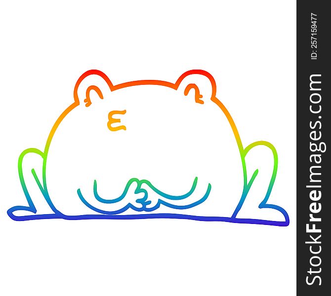 Rainbow Gradient Line Drawing Cute Cartoon Frog