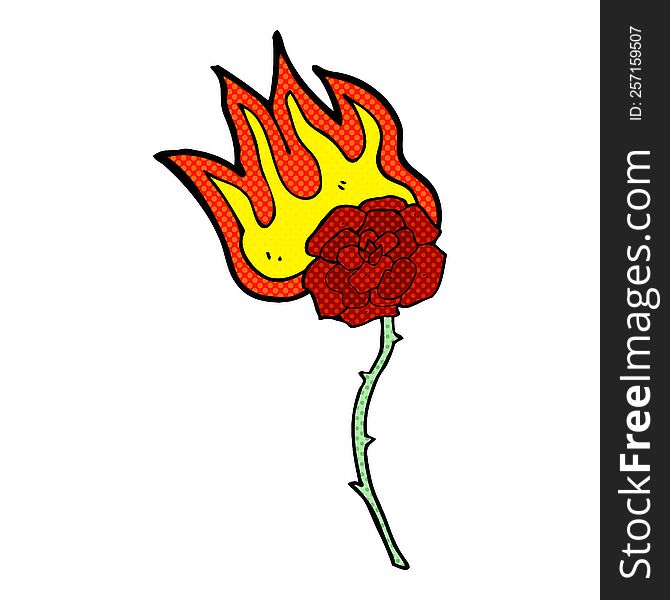 cartoon burning rose