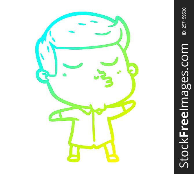 cold gradient line drawing of a cartoon model guy pouting