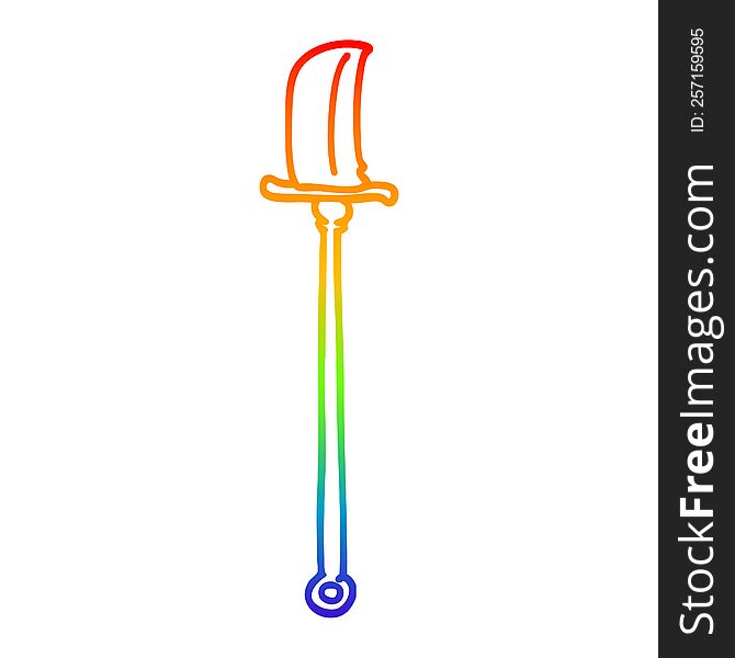 rainbow gradient line drawing of a cartoon bronze halberd