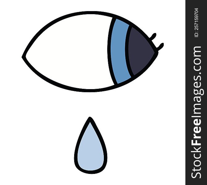cute cartoon of a crying eye looking to one side