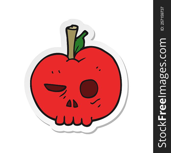 sticker of a cartoon poison apple