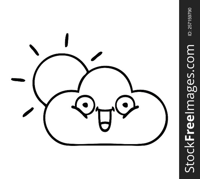 Line Drawing Cartoon Sunshine And Cloud