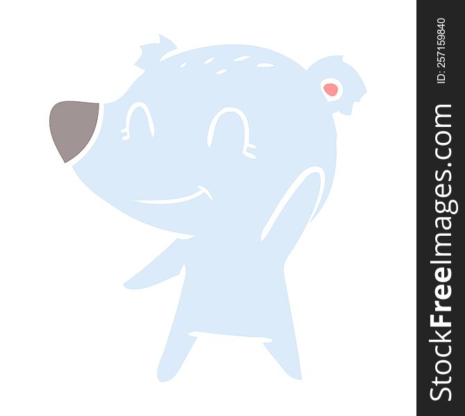 Friendly Bear Flat Color Style Cartoon
