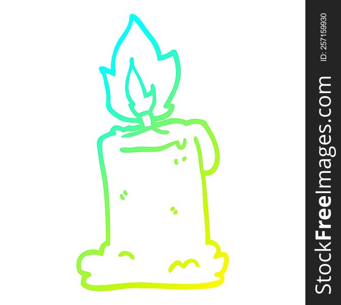Cold Gradient Line Drawing Cartoon Burning Candle