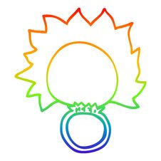 Rainbow Gradient Line Drawing Cartoon Fire Ball Ring Stock Photography