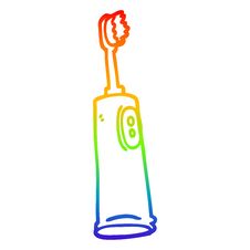 Rainbow Gradient Line Drawing Cartoon Electric Toothbrush Stock Image