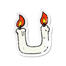 Retro Distressed Sticker Of A Burning The Candle At Both Ends Cartoon Stock Photo