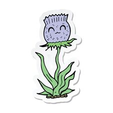 Sticker Of A Cartoon Thistle Royalty Free Stock Image