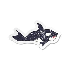 Retro Distressed Sticker Of A Cartoon Killer Whale Royalty Free Stock Image