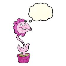 Cartoon Monster Plant With Thought Bubble Royalty Free Stock Photos