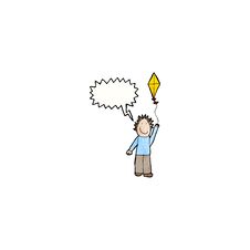 Child S Drawing Of A Boy Flying A Kite Royalty Free Stock Photography