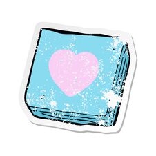 Retro Distressed Sticker Of A Cartoon Love Heart Notes Pad Royalty Free Stock Photography
