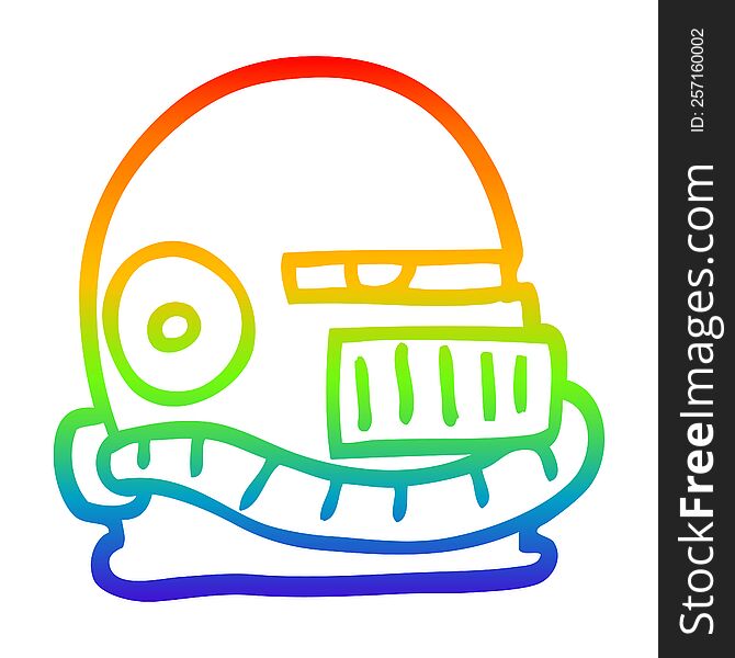 rainbow gradient line drawing of a cartoon futuristic helmet