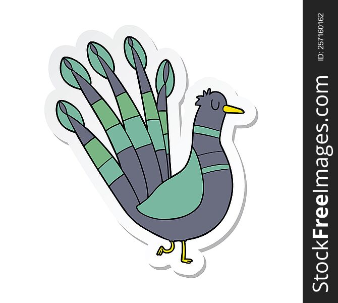 sticker of a cartoon peacock